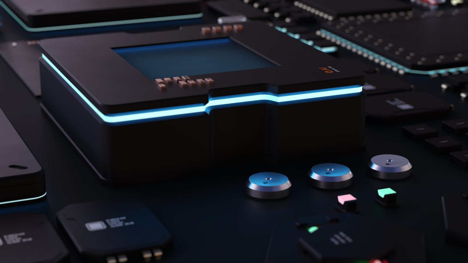 Headphones and audio interface with split output routing diagram